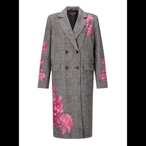 Miss Selfridge Embroidered Wool Duster Coat
